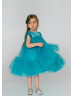 Turquoise Tulle Empire Waist Flower Girl Dress